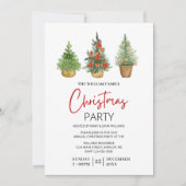 Niedliches Drei-Mini-Weihnachtsbaum-Party Einladung (Vorderseite)