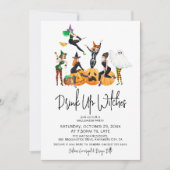 Niedliches "Drink up Hexen" Erwachsenes Halloween- Einladung (Vorderseite)