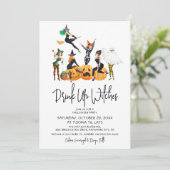 Niedliches "Drink up Hexen" Erwachsenes Halloween- Einladung (Stehend Vorderseite)