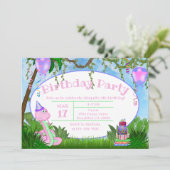 Niedliches Dschungelrosa Schlange Kindergeburtstag Einladung (Stehend Vorderseite)