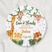 Niedliches Dschungeltier Party danke Geschenkanhänger (Vorderseite)