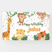 Niedliches Dschungeltier Party Happy Birthday Bann Banner (Horizontal)