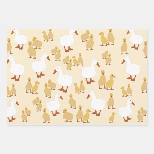 Niedliches Duck & Baby Duckling Muster Geschenkpapier Set (Vorderseite)