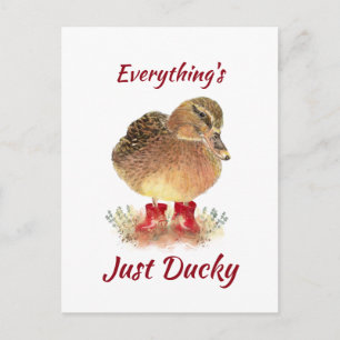 Niedliches Duck Fun Zitat " Alles ist nur Ducky" Postkarte