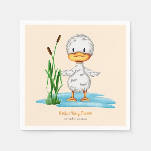 Niedliches Duckling-Gender-Neutral-Babydusche Serviette (Vorderseite)