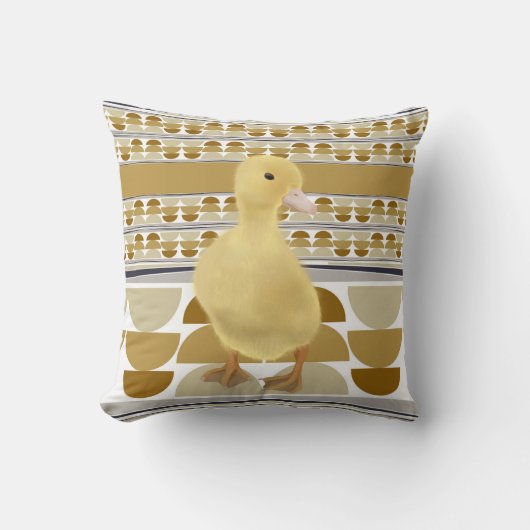 Niedliches Duckling Golden Brown Semi Circle Geome Kissen (Vorderseite)