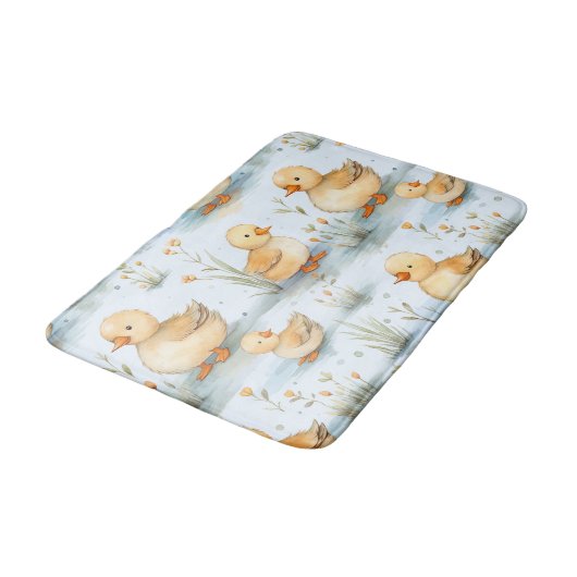 Niedliches Duckling-Muster Badematte (Schrägansicht)