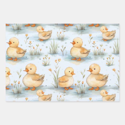 Niedliches Duckling-Muster Geschenkpapier Set (Vorderseite 2)