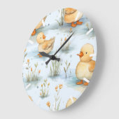 Niedliches Duckling-Muster Große Wanduhr (Winkel)