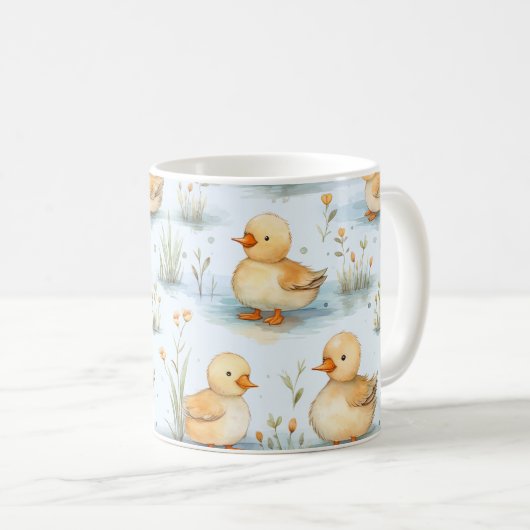 Niedliches Duckling-Muster Kaffeetasse (VorderseiteRechts)