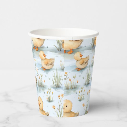 Niedliches Duckling-Muster Pappbecher (Rechts)
