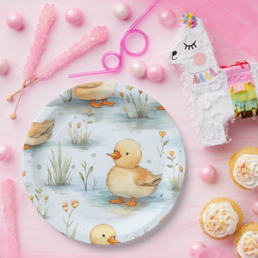 Niedliches Duckling-Muster Pappteller (Party)