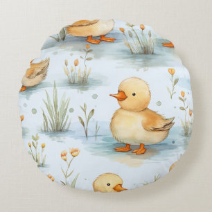 Niedliches Duckling-Muster Rundes Kissen