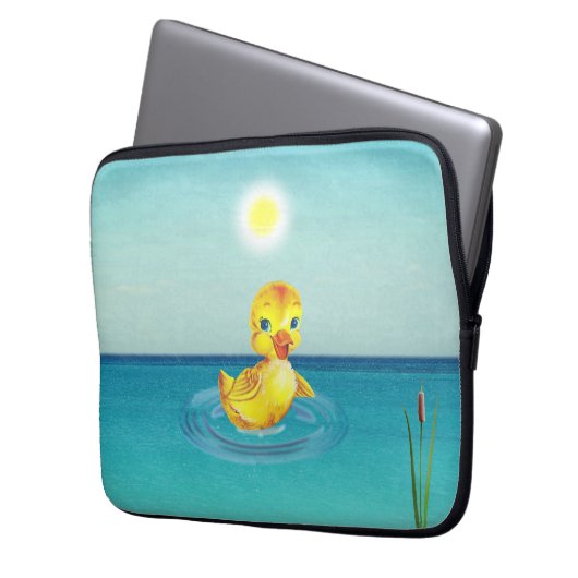 Niedliches Duckling Schwimmen am See Laptopschutzhülle (Vorderseite Links)