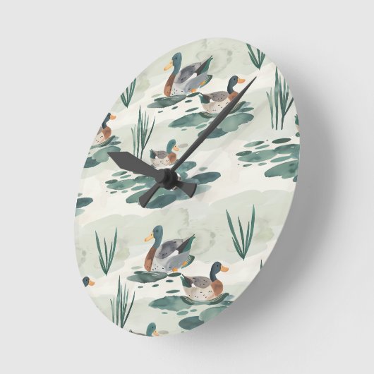 Niedliches Duckmuster Runde Wanduhr (Winkel)