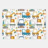 Niedliches Dumper Truck Digger-Muster Geschenkpapier Set (Vorderseite)