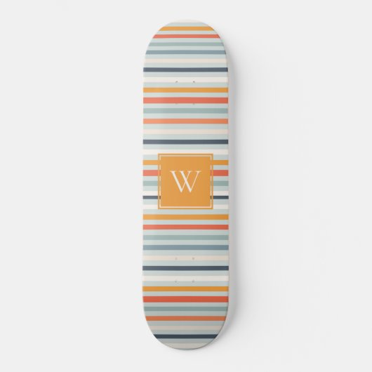 Niedliches dunkelorangefarbenes Muster Monogramm Skateboard (Vorderseite)