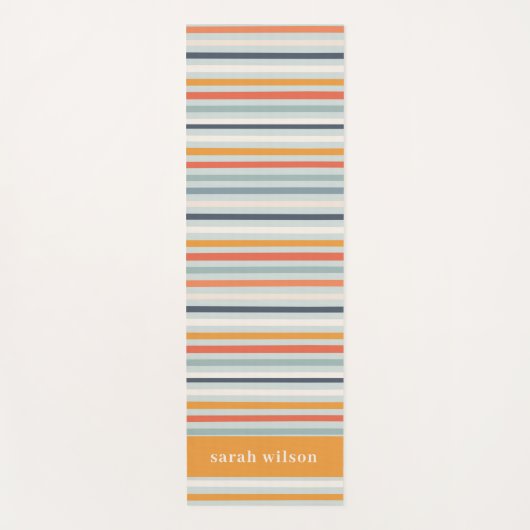 Niedliches, dunkelorangefarbenes Orange Streifen M Yogamatte (Vorderseite)