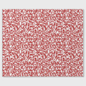 Niedliches, dunkelrotes Damaselmuster Geschenkpapier (Flach)