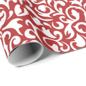 Niedliches, dunkelrotes Damaselmuster Geschenkpapier (Rolleneckpunkt)