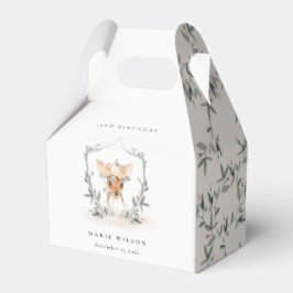 Niedliches Dusky Deer Floral Wappen jeden Geburtst Geschenkschachtel