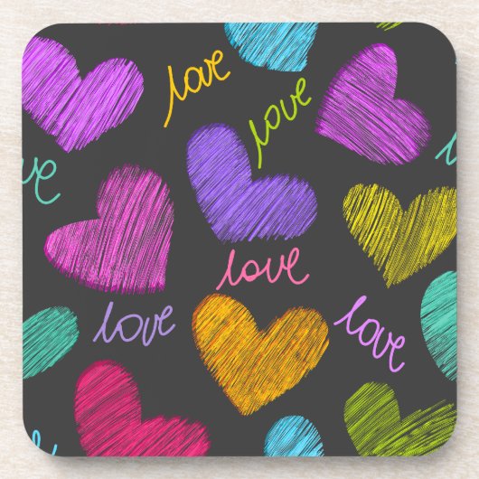 Niedliches, dynamisches Skript mit Liebe Untersetzer (Vorderseite)