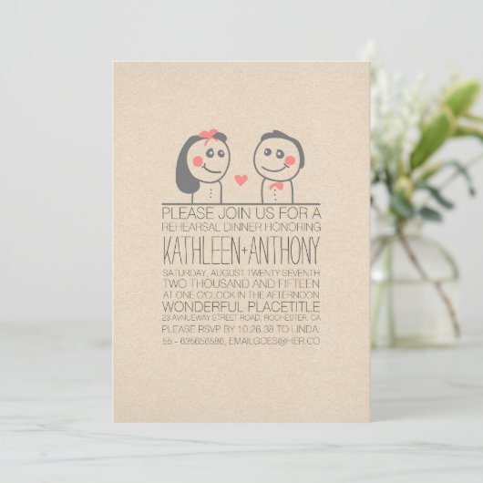 Niedliches Ehepaar, modernes lässiges Probe einlad Einladung (Stehend Vorderseite)