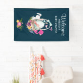 Niedliches Ei, rosa Flamingo & Bunny, Aquarell Banner (Insitu)