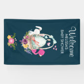 Niedliches Ei, rosa Flamingo & Bunny, Aquarell Banner (Horizontal)