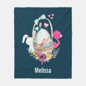 Niedliches Ei, rosa Flamingo & Bunny, Aquarell Fleecedecke (Vorderseite)