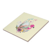 Niedliches Ei, rosa Flamingo & Bunny, Aquarell Fliese (Seite)