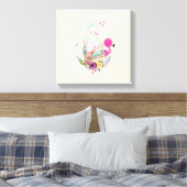 Niedliches Ei, rosa Flamingo & Bunny, Aquarell Leinwanddruck (Insitu (Schlafzimmer))