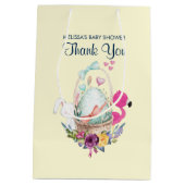 Niedliches Ei, rosa Flamingo & Bunny, Aquarell Mittlere Geschenktüte (Rückseite)