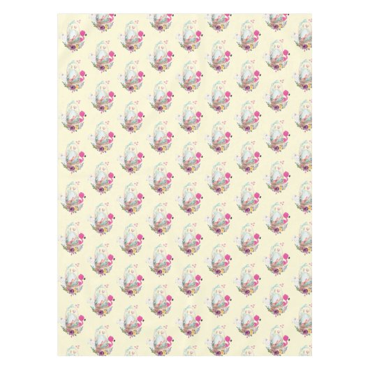 Niedliches Ei, rosa Flamingo & Bunny, Aquarell Tischdecke (Vorderseite)