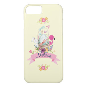 Niedliches Ei, rosa Flamingo & Bunny, /w Ribbon Case-Mate iPhone Hülle