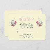 Niedliches Ei, rosa Flamingo & Bunny Wassercolor U RSVP Karte (Vorne/Hinten)