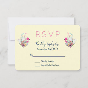 Niedliches Ei, rosa Flamingo & Bunny Wassercolor U RSVP Karte
