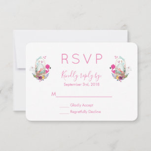 Niedliches Ei, rosa Flamingo & Bunny Wassercolor U RSVP Karte