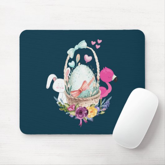 Niedliches Ei, rosa Flamingo und sonnige Wasserfar Mousepad (Mit Mouse)