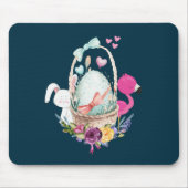 Niedliches Ei, rosa Flamingo und sonnige Wasserfar Mousepad (Vorne)