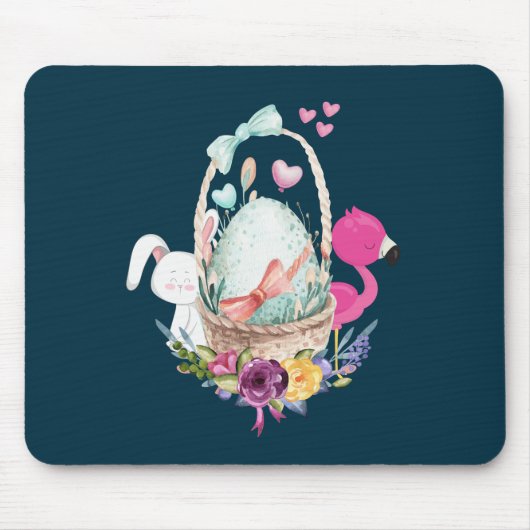 Niedliches Ei, rosa Flamingo und sonnige Wasserfar Mousepad (Vorne)