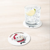 Niedliches Ei Santa - Weihnachten Runder Pappuntersetzer (Vor Ort)