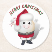 Niedliches Ei Santa - Weihnachten Runder Pappuntersetzer (Vorderseite)