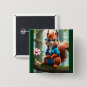 Niedliches Eichhörnchen am Zweig des Baumes Button (Vorne & Hinten)