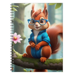 Niedliches Eichhörnchen am Zweig des Baumes Notizblock