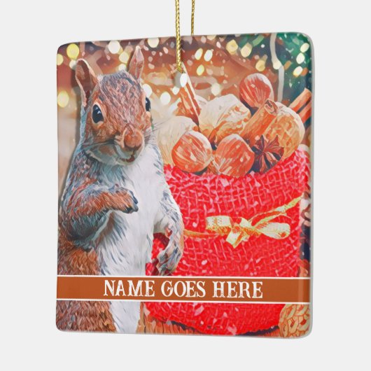 Niedliches Eichhörnchen Anpassbare Weihnachtsnuten Keramikornament (Links)