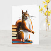 Niedliches Eichhörnchen auf Büchern glücklich Gebu Karte (Gelbe Blume)