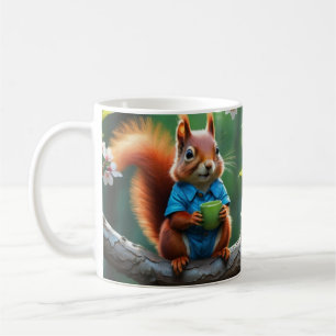 Niedliches Eichhörnchen auf dem Baumzweig Kaffeetasse