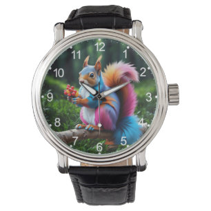 Niedliches Eichhörnchen auf dem Zweig-19274 Armbanduhr