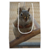 Niedliches Eichhörnchen auf dem Zweig Mittlere Geschenktüte (Rückseite)